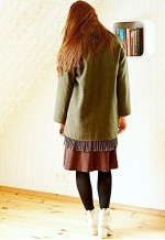 Khaki green fringe wool jacket