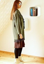 Khaki green fringe wool jacket