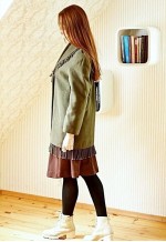 Khaki green fringe wool jacket