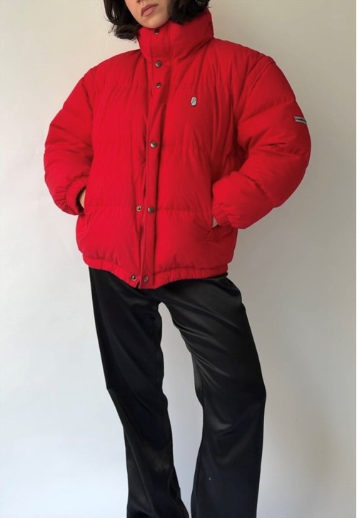 Vintage Red Puffy Down Jacket