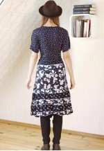 Navy floral dot short sleeve boho festival dress
