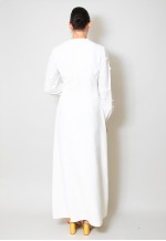 1960's Wedding Dress White Long Bell Sleeve Bow Detail