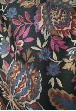 70's Vintage Black Purple Floral Long Sleeve Midi Dress