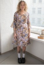 Vintage 70's Multicolour Pastel Flower Print Midi Dress