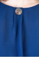Dark blue navy pleated skirt round collar vintage dress