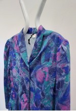 Vintage Pleated Shirt Dress Blue Purple