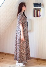 Brown floral maxi vintage A-line dress