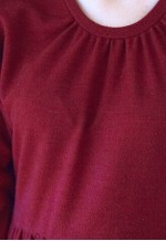 Dark red soft wide sleeve vintage dress