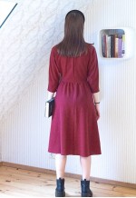 Dark red soft wide sleeve vintage dress