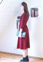 Dark red soft wide sleeve vintage dress