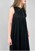 Frank Usher 70's Black Sleeveless Empire Line Maxi Dress