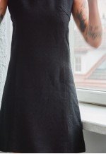 Vintage Black Wool Pinafore Style Mini Dress
