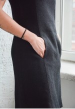 Vintage Black Wool Pinafore Style Mini Dress