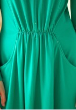 Green long sleeve midi vintage dress