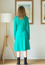 Green long sleeve midi vintage dress