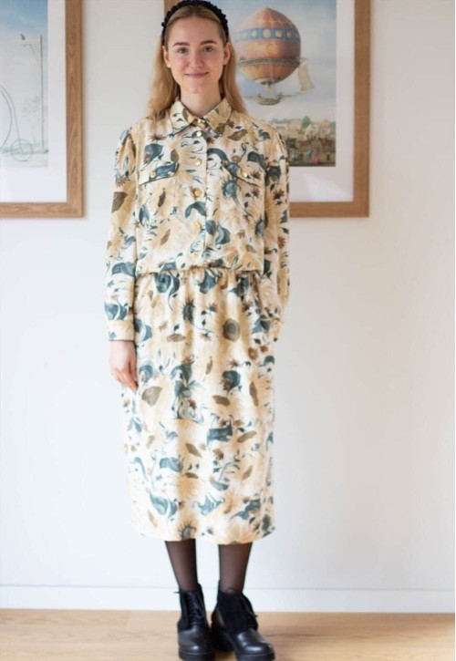 Beige cream long sleeve midi dress