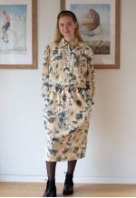 Beige cream long sleeve midi dress