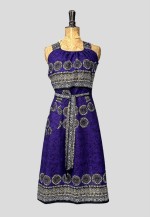70's Vintage Ladies Purple Hippy Folk Wrap Batik Dress