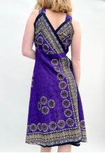 70's Vintage Ladies Purple Hippy Folk Wrap Batik Dress