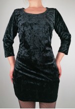Vintage 90's Black Velvet Velour Mini Dress Lace Detail