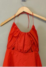 Vintage Y2K Mini Red Dress Pleated Tie Up