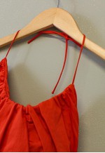 Vintage Y2K Mini Red Dress Pleated Tie Up