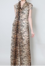 70's Vintage Animal Print Brown Black Maxi Dress