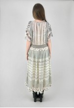 70's Vintage Cream Sheer Floral Open Sleeve Midi Dress