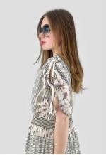 70's Vintage Cream Sheer Floral Open Sleeve Midi Dress