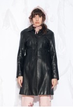 Vintage 90s Brando Leather Coat in Black