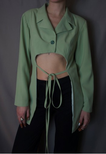 Lime green cropped blazer