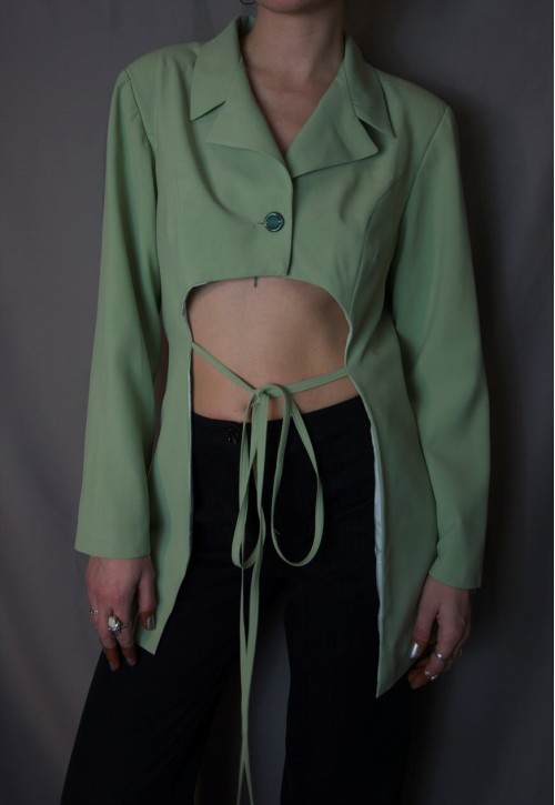 Lime green cropped blazer