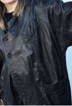 Vintage Leather Jacket Butterfly in Black M