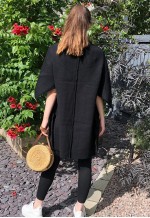 Oversized Coatigan with Cape Sleeves in Black