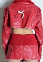 Reworked Y2K Chili Red Leather Two Piece Set