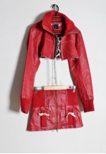 Reworked Y2K Chili Red Leather Two Piece Set