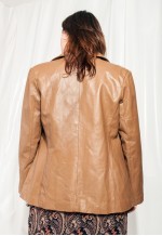 Vintage Leather Jacket Y2K Blazer Coat in Brown
