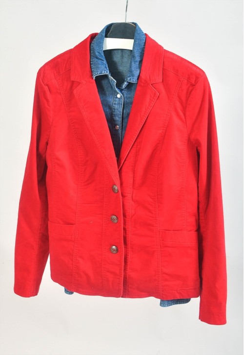 Vintage 00s red velvet blazer jacket