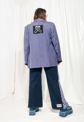 Vintage Jacket Reworked Feminist Graphic Purple Patch Blazer