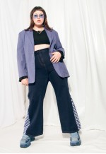 Vintage Jacket Reworked Feminist Graphic Purple Patch Blazer