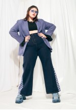 Vintage Jacket Reworked Feminist Graphic Purple Patch Blazer