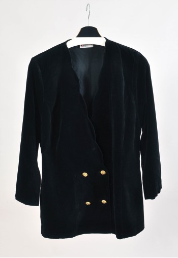Vintage 90s double breasted velvet jacket in black