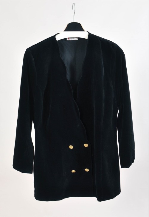 Vintage 90s double breasted velvet jacket in black