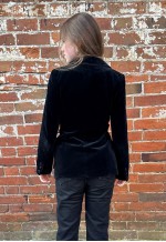 70's Vintage Black Velvet Blazer Jacket Dagger Collar