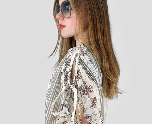 70's Vintage Cream Sheer Floral Open Sleeve Midi Dress