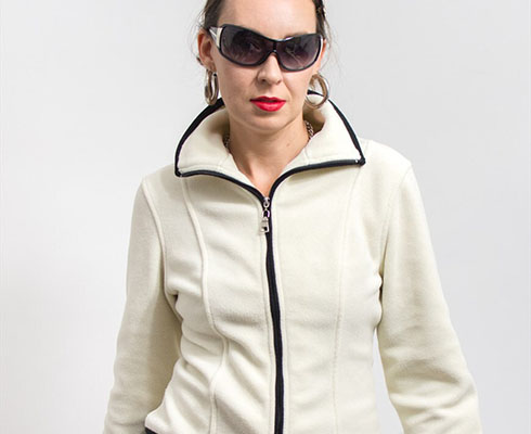 fleece jacket vintage zip up ski top women size L